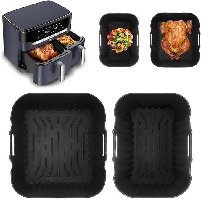 Moulinex Silicone Air Fryer Mould for Moulinex Air Fryer Two Compartments, Extra Large Capacity 11L EZ942BF0, Reusable Accessories Dish Basket Silicone for Tefal Dual Easy Fry XXL EY942BE0