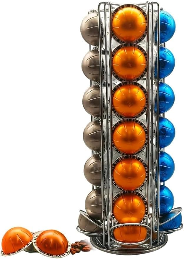 Nespresso Nespresso Vertuo Capsule Holder, Rotating Capsule Holder for Nespresso Vertuoline Capsules (35 Pods), Silver
