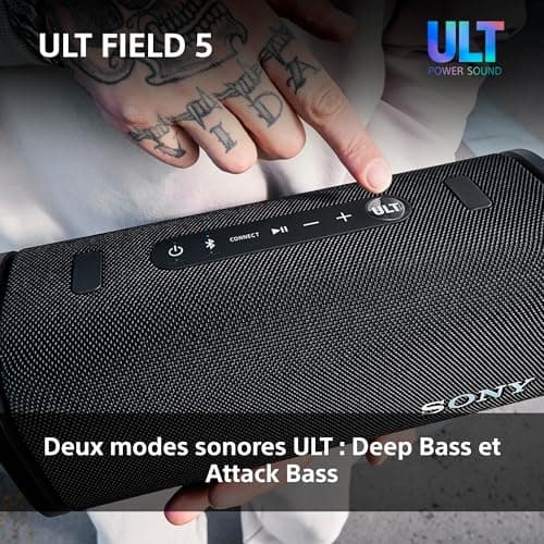 Sony ULT Field 5 - Powerful Bluetooth Portable Speaker, 25 Hour Battery, 2 ULT Power Sound Modes, IP67, Waterproof and Dustproof 360° Lighting, Removable Shoulder Strap, Compact - Black - Image 6