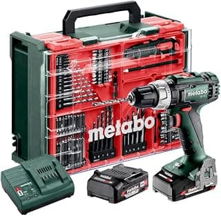 Metabo SB 18 L Set -Perceuse-visseuse à percussion sans fil + 2 batteries, + chargeur, + mallette, + accessoires, brush