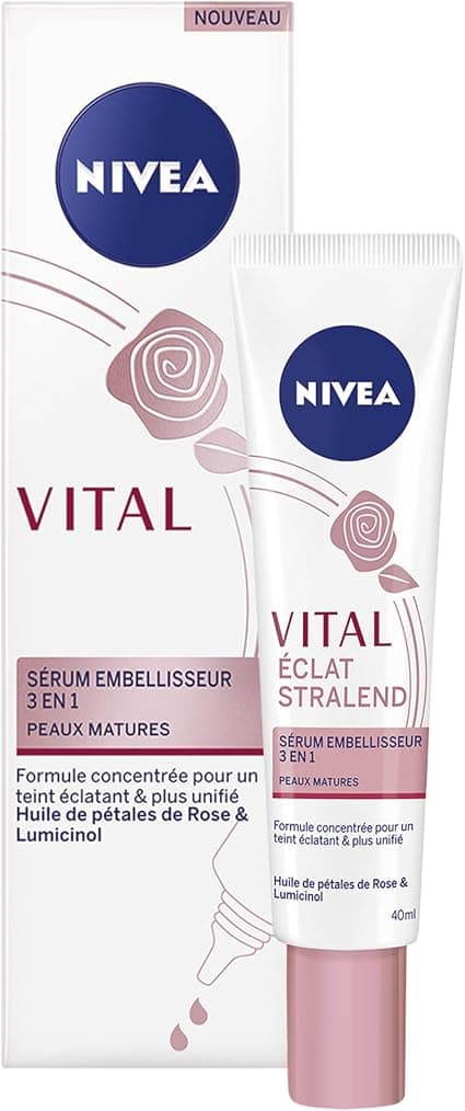 NIVEA NIVEA Vital 3-in-1 Beauty Serum for Mature Skin (1 x 40 ml), Face Serum with Rose Petal Oil & Lumicinol, Anti-Aging and Anti-Wrinkle Women's Face Care