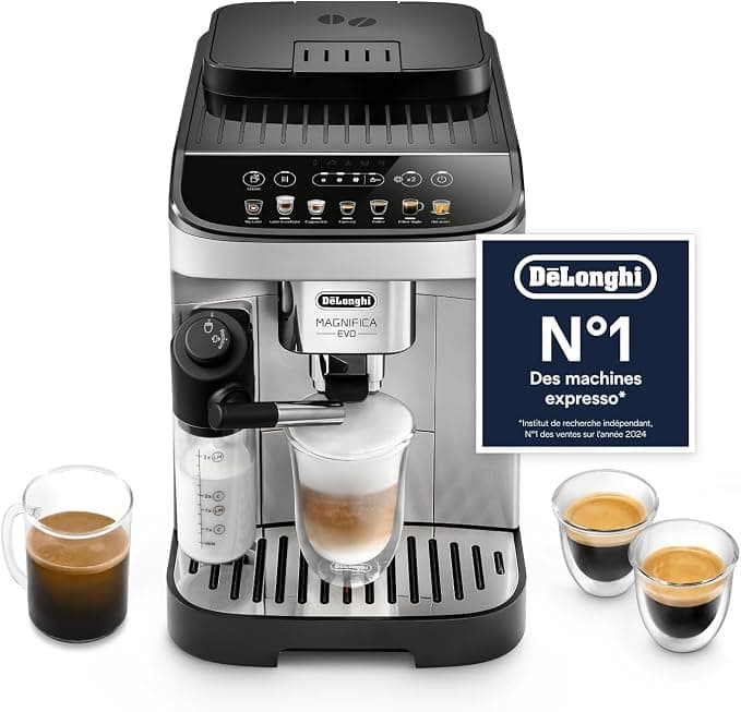 De'Longhi Magnifica Evo - Perfetto Automatic Coffee Machine with LatteCrema Automatic Milk Frother, 7 One-Touch Drinks, Soft Touch Controls, Silver and Black (ECAM292.81.SB) - Image 1