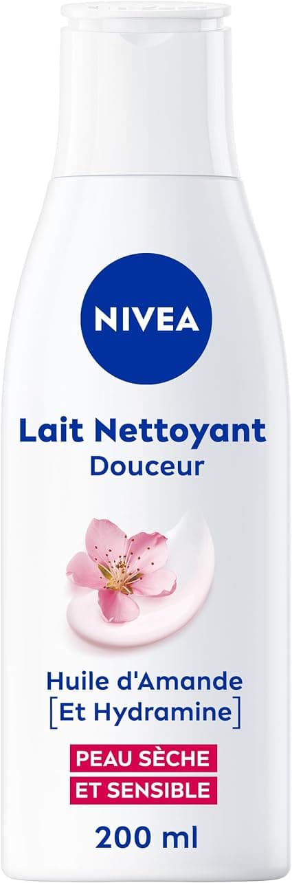 NIVEA - Gentle Facial Cleansing Milk - Waterproof Effectiveness - Cleanses, Moisturizes & Soothes - Without Drying - Sweet Almond Oil & Hydramine® - Vegan - Dry & Sensitive Skin - 200 ml - Image 1
