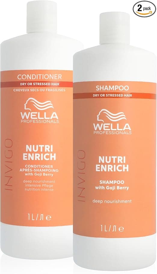 Wella Professionals Invigo Nutri Enrich Shampoo and Conditioner, Nourishing with Oleic Acid and Goji Berries - Restores Dry and Damaged Hair 1L + 1L - Image 1