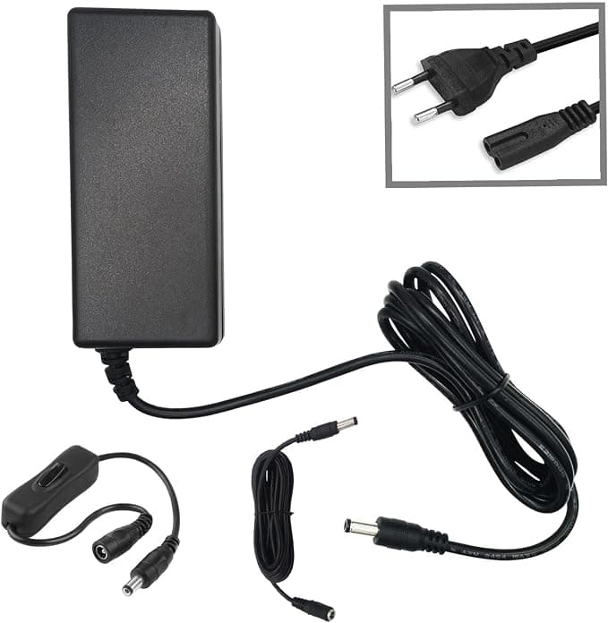 myVolts Charger/Power Supply 24V Compatible with Philips Hue Lightstrip Plus Lamp (AC Adapter) – French Plug – with Extension Cord and In-Line Switch - Image 1