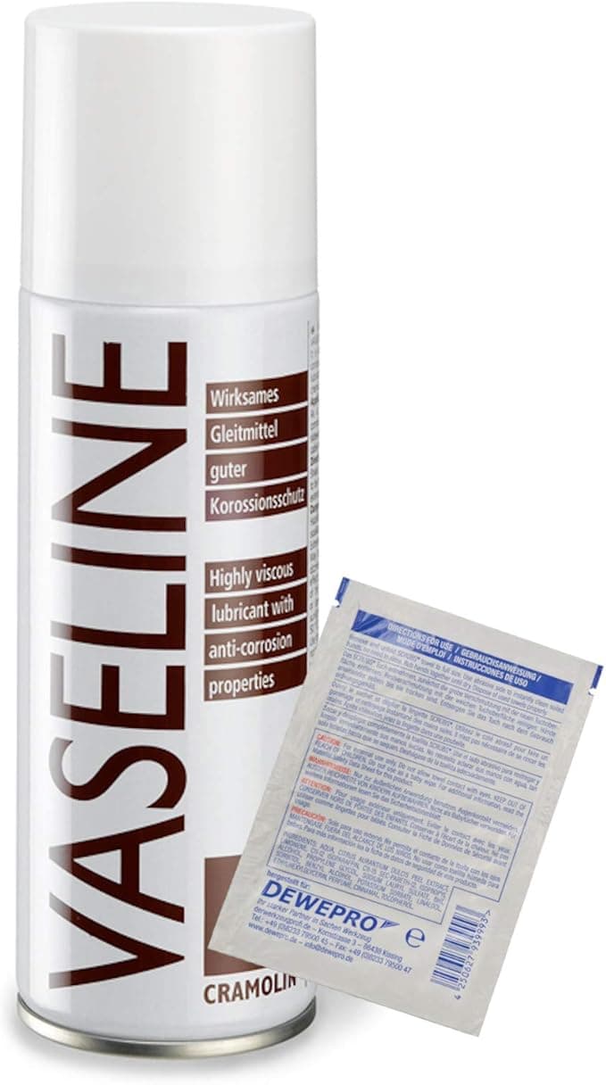 Vaseline 200 ml Spray – Hochreines Universal Lubricant – ITW Cramolin – 1141411 – White, Corrosion Protection Deacidified, + 1 St Orig. Dewepro® Single Scrubs