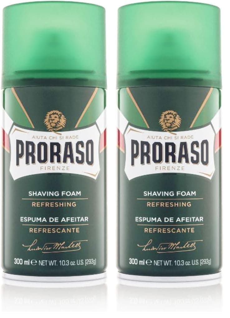 Proraso Proraso Shaving Foam, 300 ml, Shaving Foam for Men Refreshing and Invigorating with Eucalyptus Oil and Menthol, Made in Italy, Green (Pack of 2)