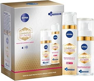 NIVEA NIVEA Luminous 630 Coffret Soin de jour & Sérum (1x1 pce), Soins visage anti taches pigmentaires au Thiamidol & Acide Hyaluronique, Coffret cadeau femme soin anti-âge, crème hydratante visage