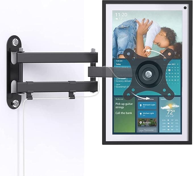 for Amazon Echo Show 15 Holder 360° Adjustable Aluminium Alloy Wall Folding Telescopic Support Simply Your Echo Show 15 Front Or Back to Improve Viewing Angle (Black) A365 - Image 1