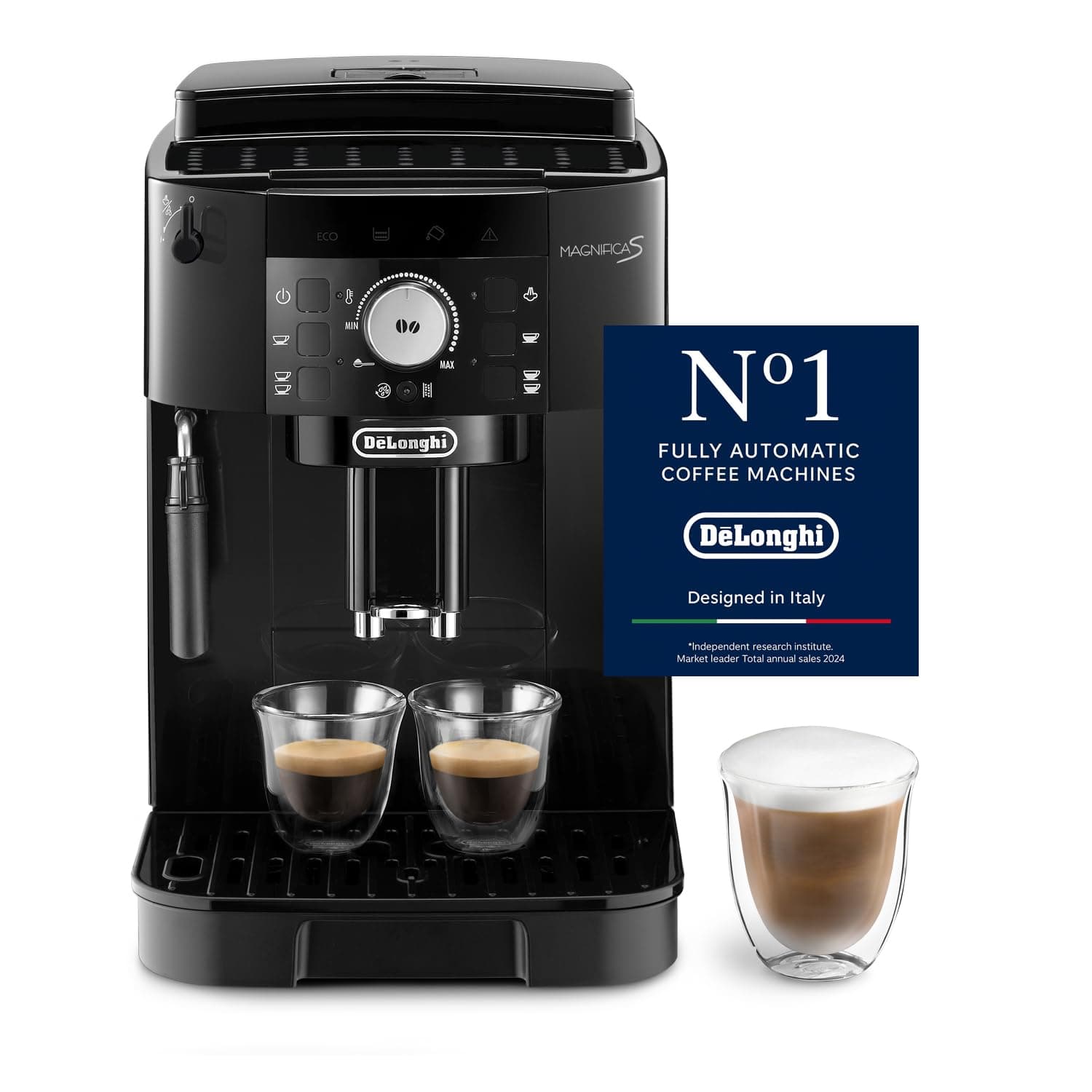 De’Longhi Magnifica S - Perfetto Machine à Café Automatique avec Mousseur à Lait Manuel, Machine à Espresso et Cappuccino, Panneau de Commande avec Boutons, Noir (ECAM11.112.B) - Image 2