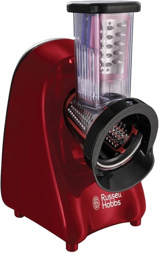 Russell Hobbs Desire Slice & Go Electric Grater [2 in 1] Red (Slicer and Grater with 3 Steel Accessories: Coarse & Fine, BPA & Dishwasher Free, Easy Storage & Cleaning) 22280-56 - Image 1