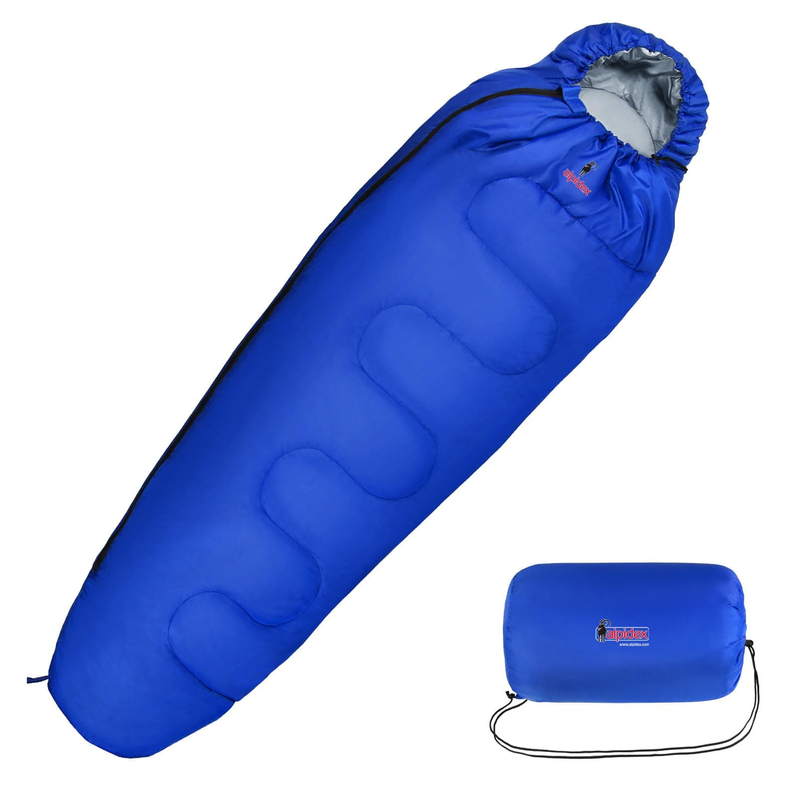 ALPIDEX Sarcophagus Sleeping Bag 4 Seasons 225 x 80 cm Compact Lightweight Camping Trekking - Image 1