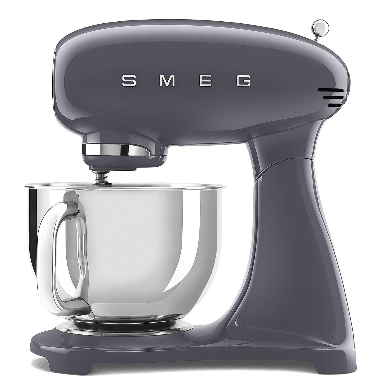 Smeg Smeg, SMF03GREU Pastry Processor, 10 Speed Levels, Step-On Function, Bowl 4.8 L, Safety Motor Lock, 3 Beaters, Hook and Lid Included, 800 W, Grey