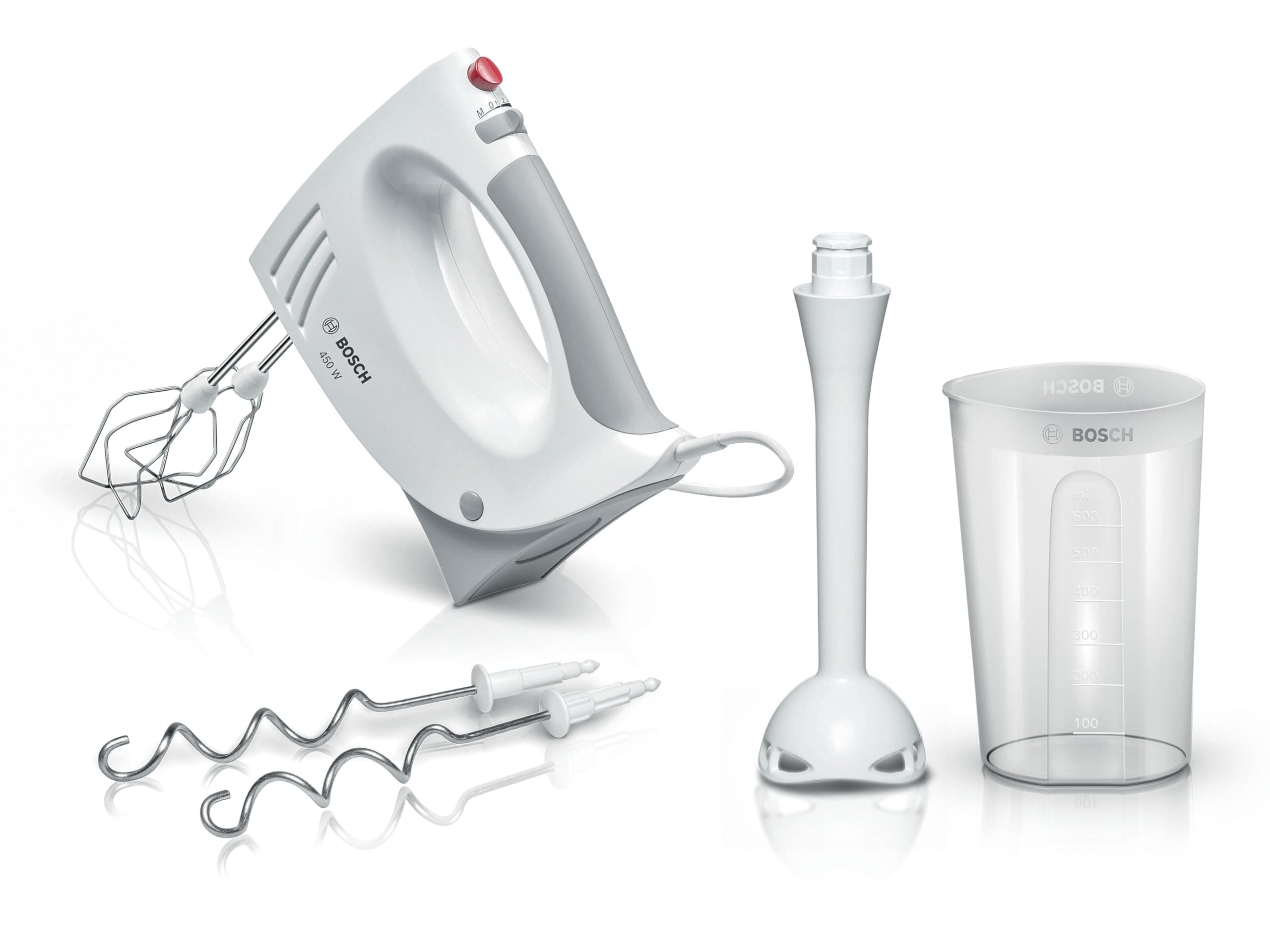 Bosch MFQ3540 – Versatile Mixer with Multiple Accessories – 450 W Power – Colour: White/Grey - Image 1
