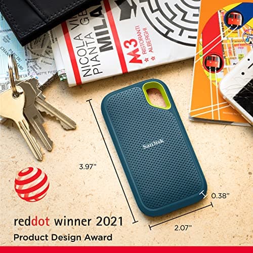 SanDisk Extreme 4TB External Solid State Drive (Portable NVMe SSD, Up to 1050MB/s Reading, 1000MB/s Write, USB-C, IP65 Rated Dust and Water Resistance, Handy Carabiner) Monterey - Image 4