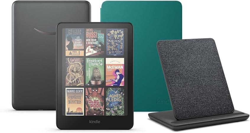 Kindle Colorsoft Signature Edition (32 GB) sans publicité, une couverture Amazon Plant Based et une station de chargement sans fil Made for Amazon - Image 1