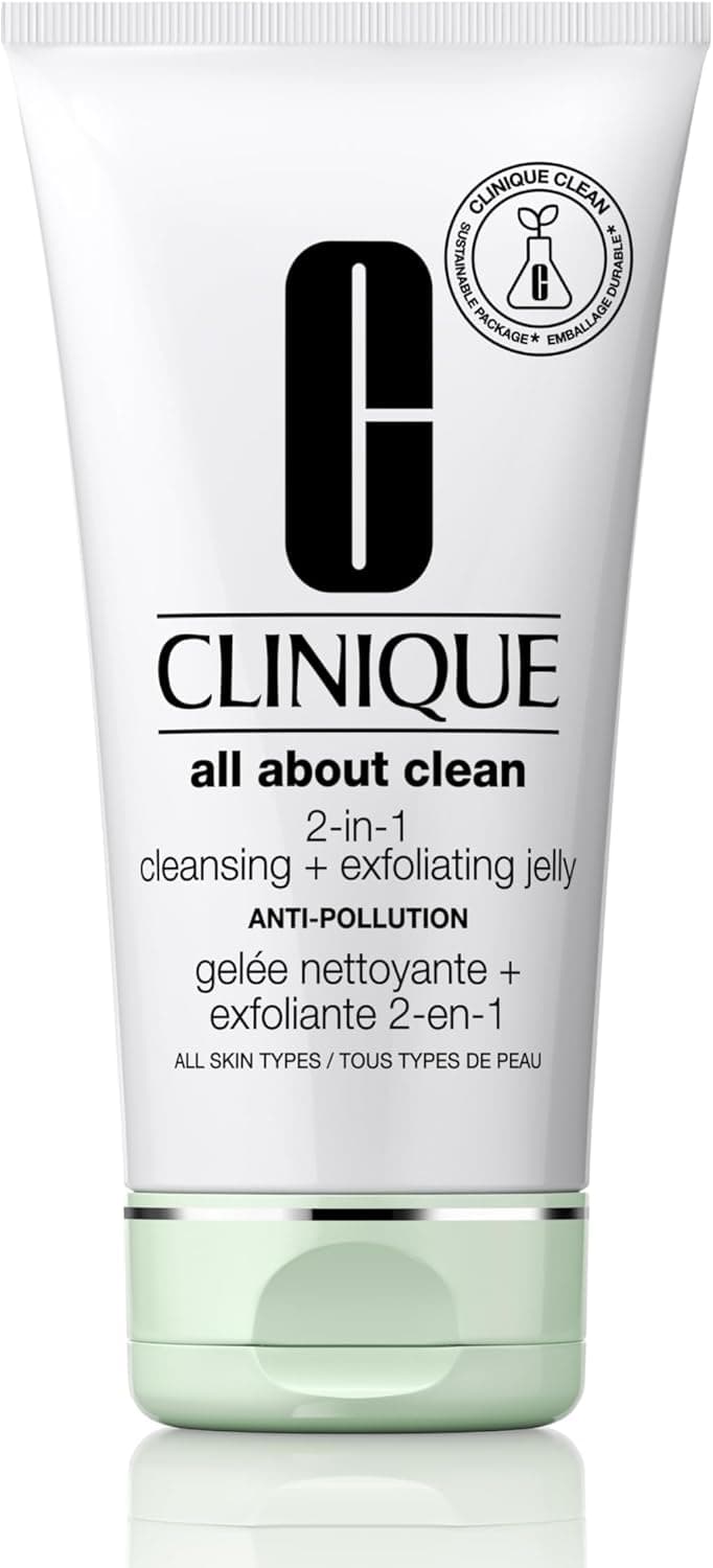 Clinique Clinique All About Clean Gelée Nettoyante + Exfoliante 2-en-1, Nettoyant & Gommage Visage à l'Acide Salicylique Tous Types de Peaux, 150 ml
