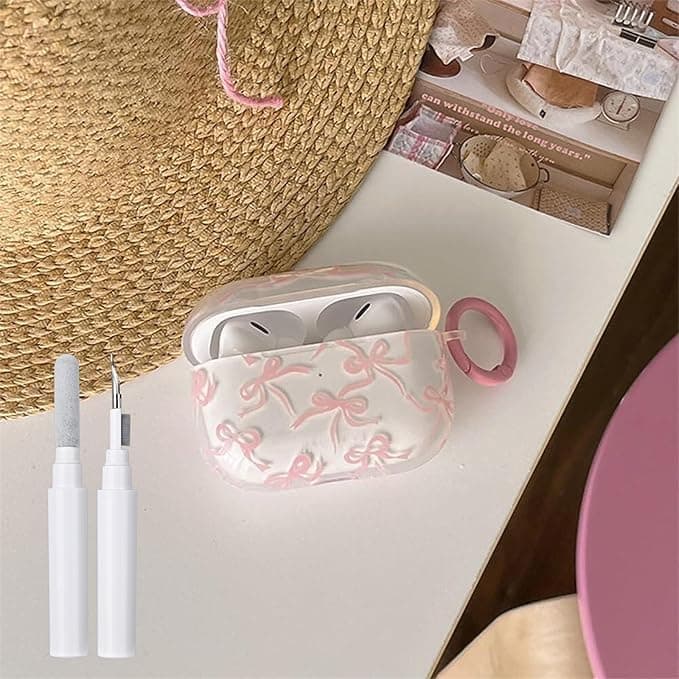 Compatible with AirPods Pro 3 Case Generation Cute Bow Aesthetic Design Shockproof Transparent Key Ring Cover Soft Case for Airpods Pro 3 - Transparent - Image 1