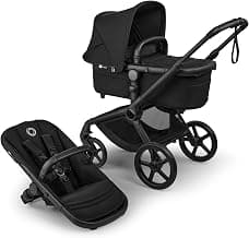 Bugaboo Fox 5 Renew Poussette tout-terrain 2 en 1 avec suspension, pliage facile, nacelle spacieuse, siège extensible, maniable d'une seule main, châssis noir et capote Heritage Black