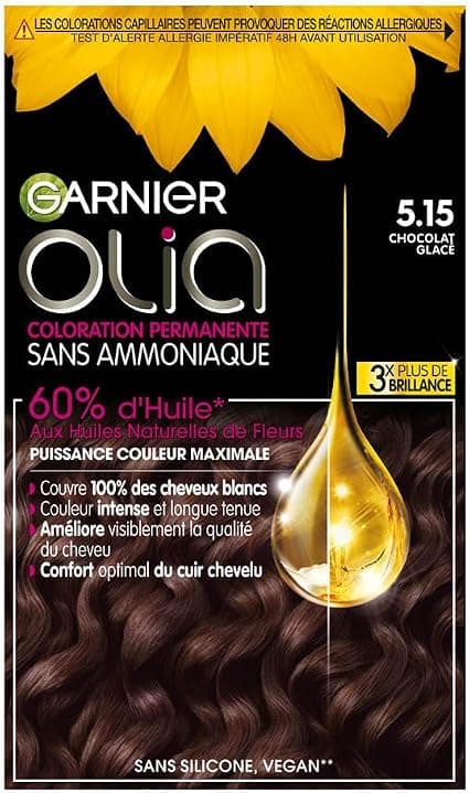 Garnier Olia Permanent Hair Color, Ammonia-Free, Natural Flower Oils, Ice Chocolate (5.15) - Image 1