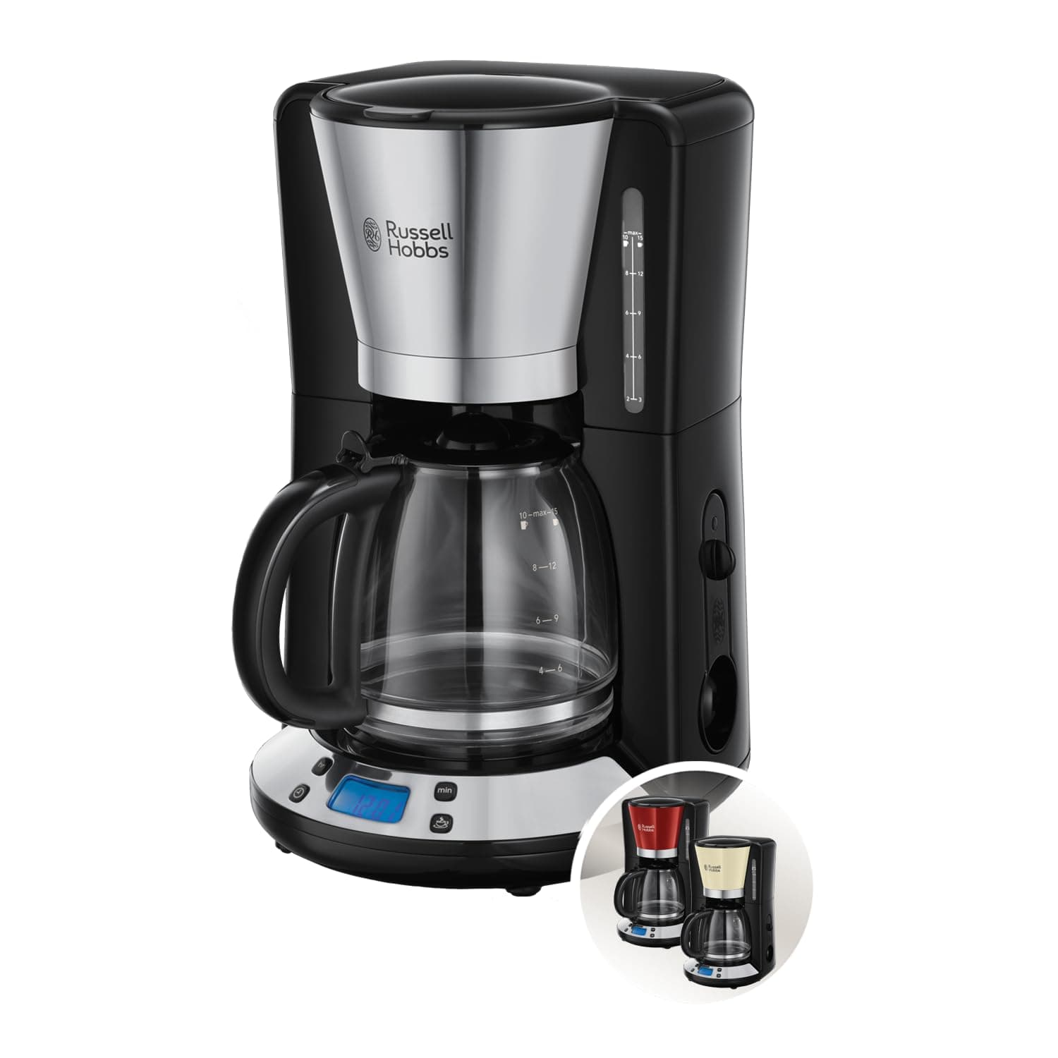 Russell Hobbs Coffee maker [Programmable, WhirlTech technology for optimal extraction & flavouring] Victory Polished stainless steel (10 cups, glass jug 1.25L, keep warm) Filter coffee machine 24030