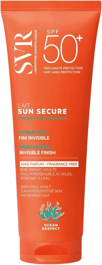 SVR SVR - Sun Secure Milk SPF50+ - Invisible Moisturizing Sun Milk – Very High UVA, UVB, Infrared and Visible Light Protection – Sensitive Skin – Niacinamide, Vitamin E – 250 ml