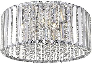 Dior Impex Diore Plafonnier affleurant à 5 lumières, cristal chromé