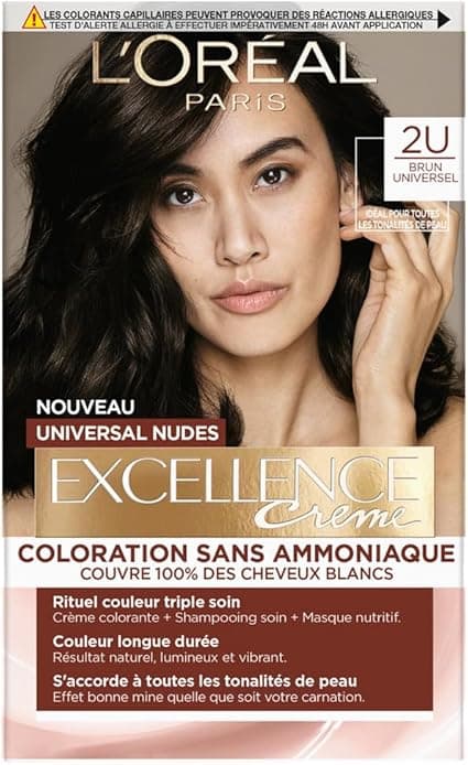 L'ORÉAL PARIS - Permanent hair colour - Ammonia-free - 100% coverage of white hair - Excellence Crème Universal Nudes - Shade: Universal Brown (2)