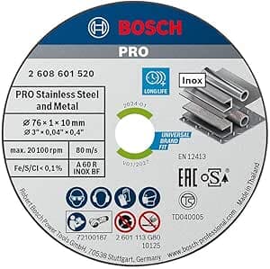 Bosch 5 Expert for Inox Cutting Discs (for Stainless Steel, 76 x 10 x 1 mm, Angle Grinder Accessories)