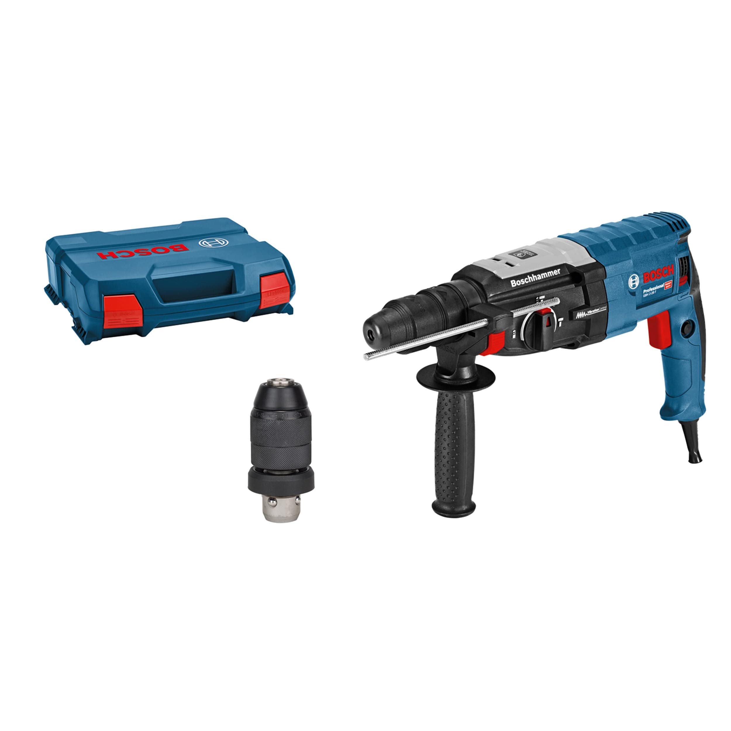 Bosch Professional hole punch GBH 2-28 F (with auxiliary handle, depth stop 210 mm, cloth, automatic chuck, SDS plus interchangeable chuck, transport case)