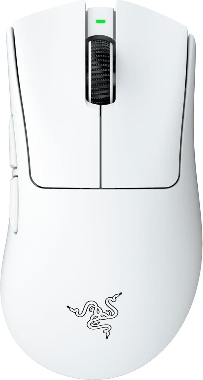 Razer DeathAdder V4 Pro - Ultralight Ergonomic Wireless Esport Mouse - 57g - 2.4 GHZ Hyperspeed - Focus Pro 45K Sensor - 8K Hz Polling - Gen-4 Optical Switches - PC/Mac | White