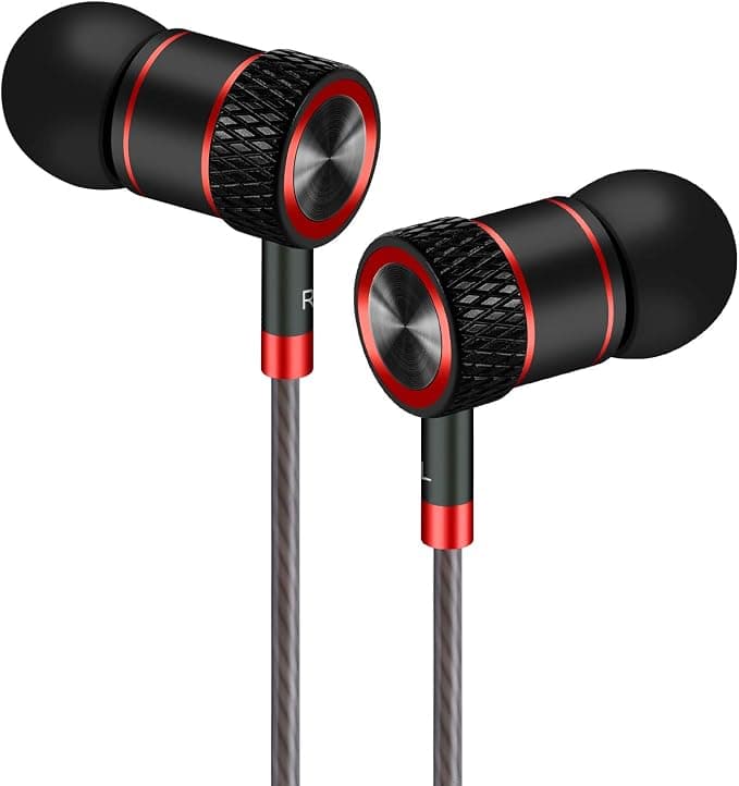 Headphones, High Definition, Anti-Noise, Very Good Low Designed for iPhone, iPod, iPad, MP3 Players, Samsung Galaxy, Nokia, HTC, EXC. 120 x 1 x 1 cm, Black and Red - Image 1