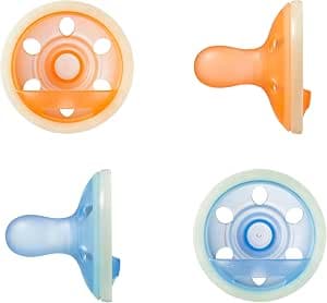 Tommee Tippee Glow in the Dark Breast Dummy Dummy Glow in the Dark 6-18 Months Orthodontic Dummy Lightweight One-Piece Design Silicone Dummy