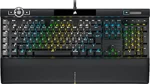 Corsair K100 RGB Gaming Keyboard (Optical-Mechanical OPX Switchs: Ultra-fast and Linear, Double PBT Injection Keys, Elgato Stream Deck Integration) AZERTY Black