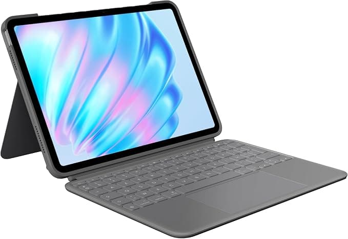 Logitech Combo Touch, Keyboard Case for iPad Air 11 Inches (M2 and M3), iPad Air (5th Generation) - Removable Backlit Keyboard with Stand, French AZERTY Keyboard - Grey - Image 1