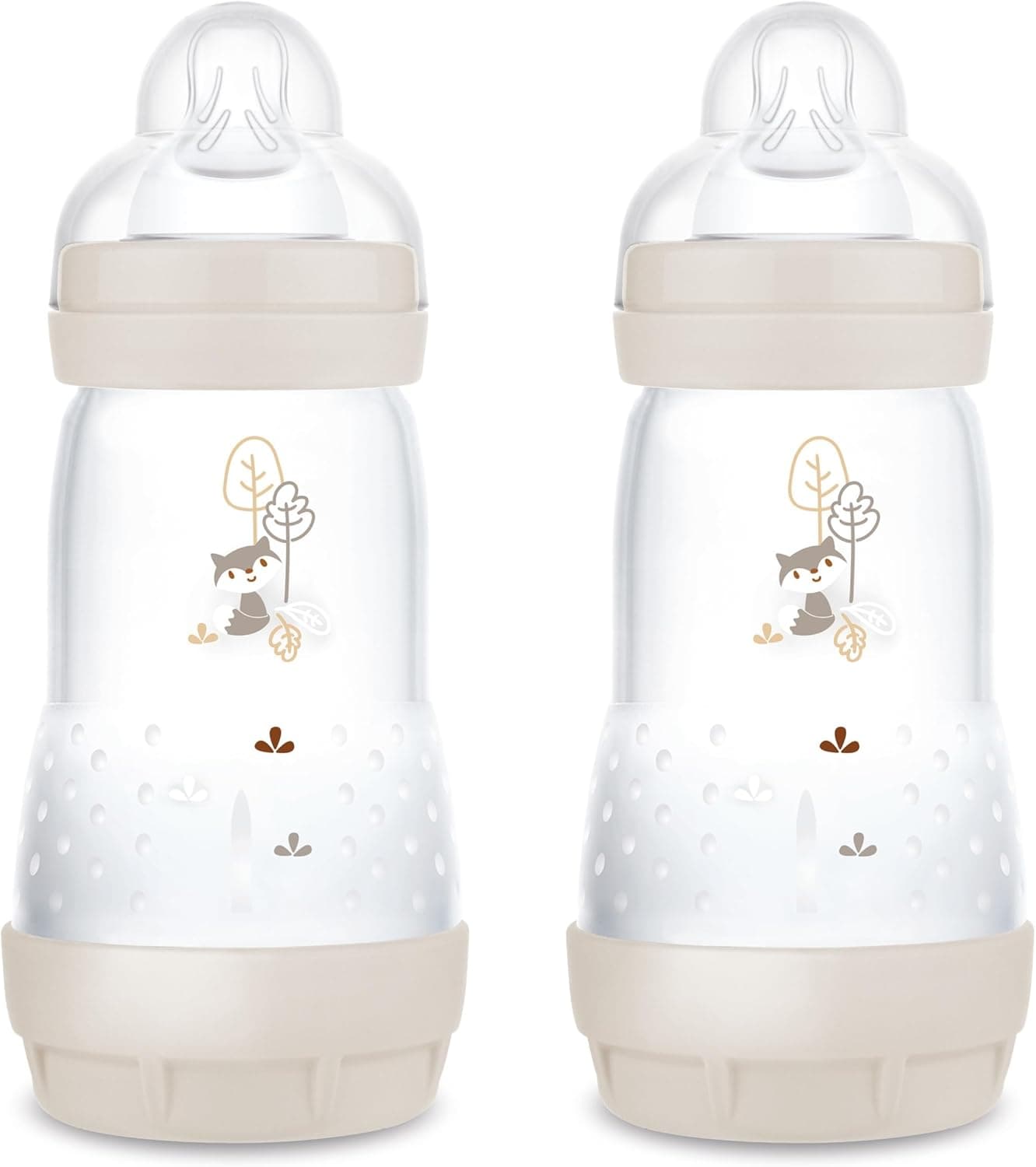 MAM MAM Easy Start Anti-Colic Baby Bottles, Newborn Bottles, 94% Acceptance, 80% Less Colic, Size 1 Teat, 260 ml, Solid Colour, 2 Pack