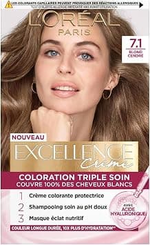 L'Oréal Paris - Excellence Crème - Triple Care Permanent Hair Colour Kit - 100% White Hair Coverage - Shade 7.1 Ash Blonde - Image 1