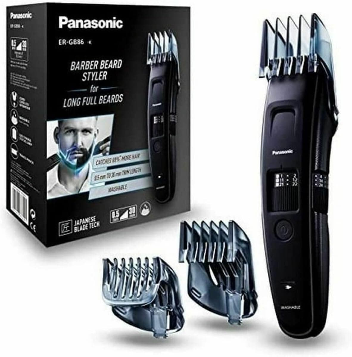 Panasonic - Personalcare ER-GB86-K503 | Tondeuse barbe - Spécial barbes longues 58 Réglages 3 accessoires 50 min d'autonomie Charge en 1 heure Wet & Dry Moteur Torque Noir - Image 1