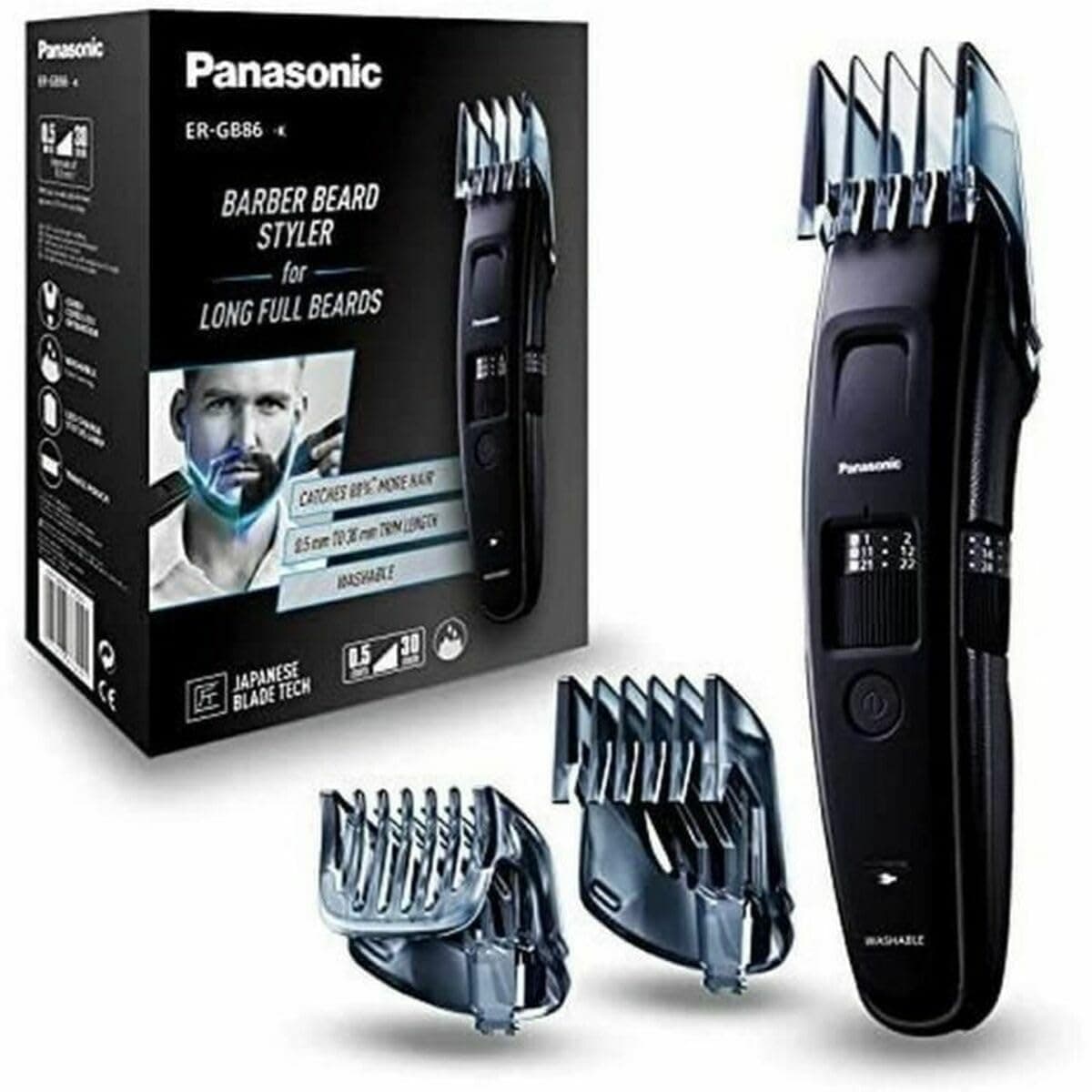 Panasonic - Personalcare ER-GB86-K503 | Tondeuse barbe - Spécial barbes longues 58 Réglages 3 accessoires 50 min d'autonomie Charge en 1 heure Wet & Dry Moteur Torque Noir - Image 9