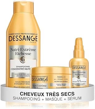 DESSANGE - Nutri-Extreme Richesse Set - Nourishing Shampoo + Hair Mask + Concentrated Nutrition Elixir - Intensely Nourishes & Restores Softness - For Very Dry, Ragged and Dull Hair - Image 1
