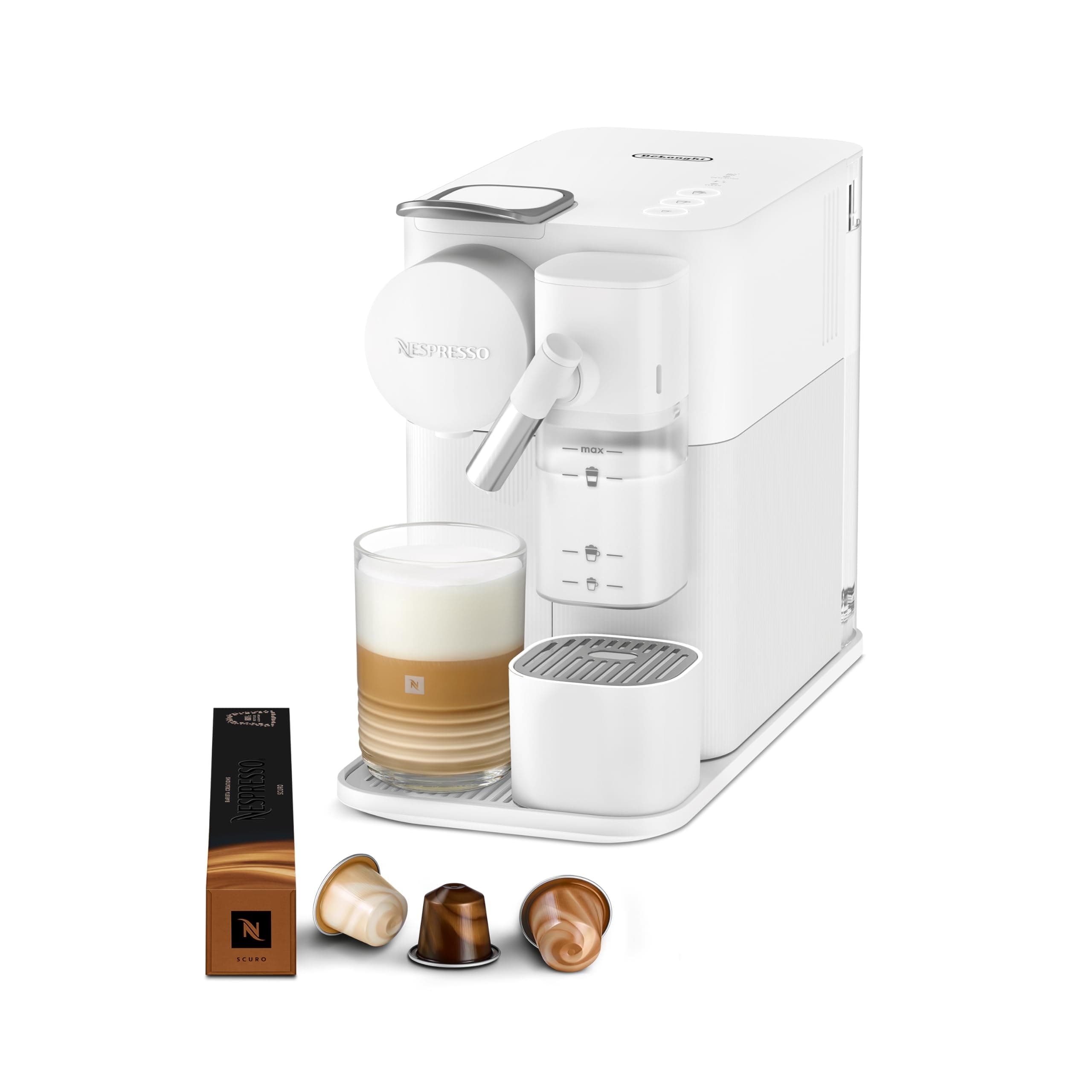 De'Longhi Nespresso Lattissima One Evo EN510.W, Capsule Coffee Machine, Espresso and Cappuccino, 1450 W, White - Image 1