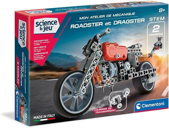 Clementoni | Mon Atelier de Mécanique – Construction Roadster & Dragster Enfants 8 Ans+ | Kit STEM à Construire | 130+ Pièces | Transmission Réaliste | Développement Logique et Dextérité - Image 4