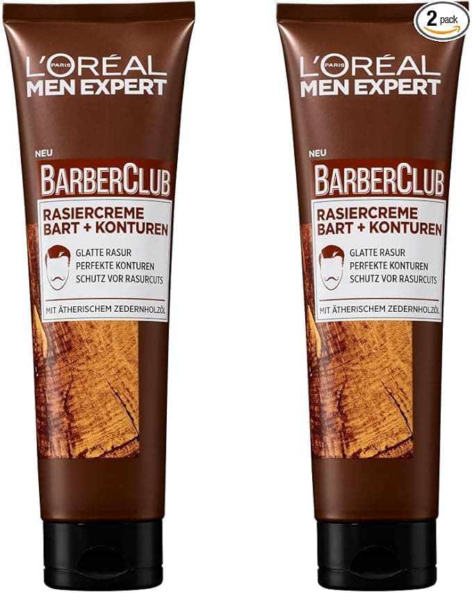 L'Oréal Men Expert Barber Club Crème de rasage pour les contours de barbe Transparent pour un rasage précis et précis grâce à une bonne vision de l'huile de bois de cèdre (2 x 150 ml) - Image 10