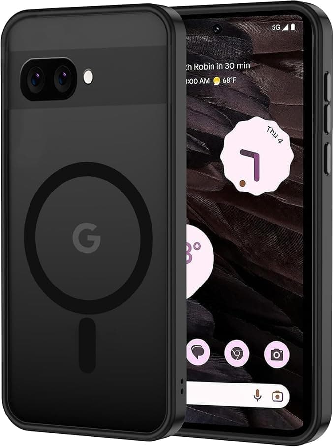 XTCASE Google Pixel 9A Case Magnetic Compatible with MagSafe, Minimalist Translucent Matte Case, PC Hard Back Cover Anti-Scratch + TPU Bumper Shockproof - Black