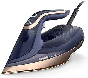 Philips Azur 8000 Series Steam Iron, 3000 W, Continuous Steam Flow 85 g/min, 260 g Turbo, No Burn Risk, Midnight Blue (DST8050/20)