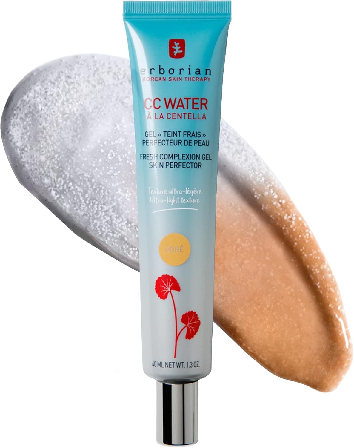 Erborian - CC Water Tinted Cream with Centella Asiatica - Skin Perfecting Face Care with Hyaluronic Acid - Ultra Light and Fresh Gel Texture - Korean Cosmetic Care - Golden 40ml