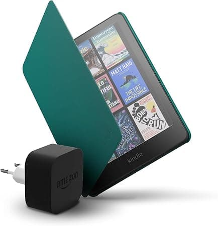 Amazon Kindle Colorsoft 16 GB + Amazon Jade Plant based Cover + Amazon Powerfast 9W Power Adapter - Image 1