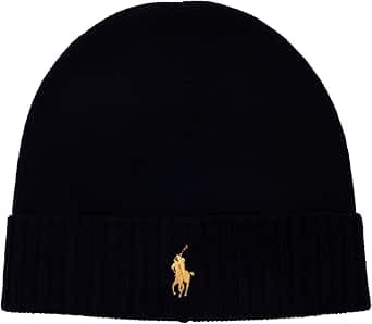 BEANIE PL BLACK/GOLD RALPH LAUREN, Black, One Size