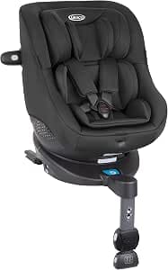 Graco Turn2Me i-Size R129, ISOFIX 360° Rotatable Car Seat, 40 to 105 cm (from birth to approx. 4 years), 5-point harness and lying position, black, Midnight