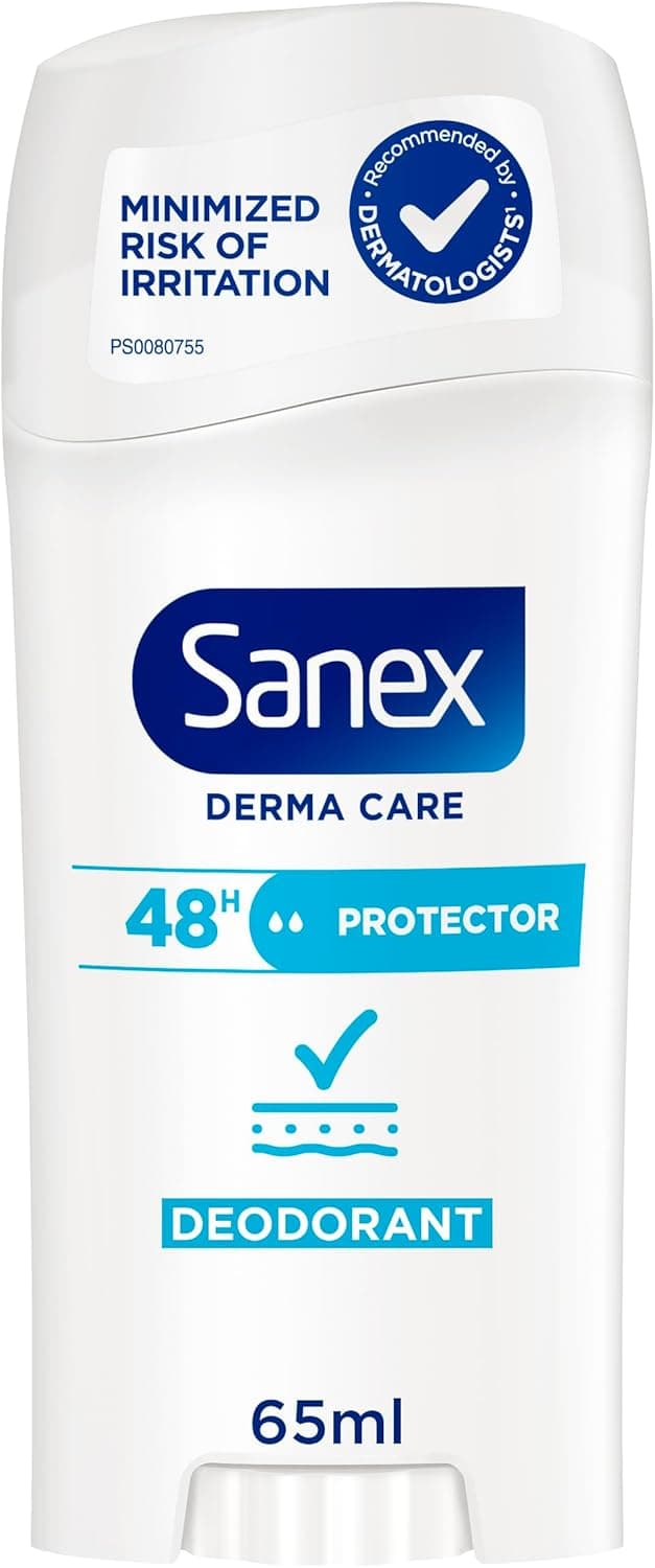 SANEX - Derma Care Protector 48 h Déodorant Stick 65ml –fraîcheur longue durée contre la transpiration et les mauvaises odeurs – respecte la peau– ne contient pas d’alcool*